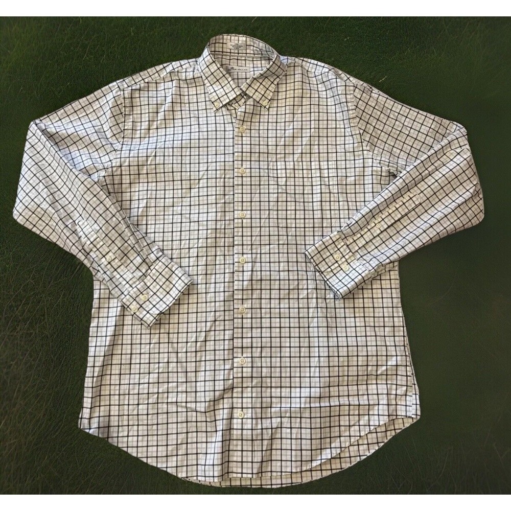 Peter Millar‎ Mens L Performance Cotton Spandex Black Grey Window Plaid Stretch